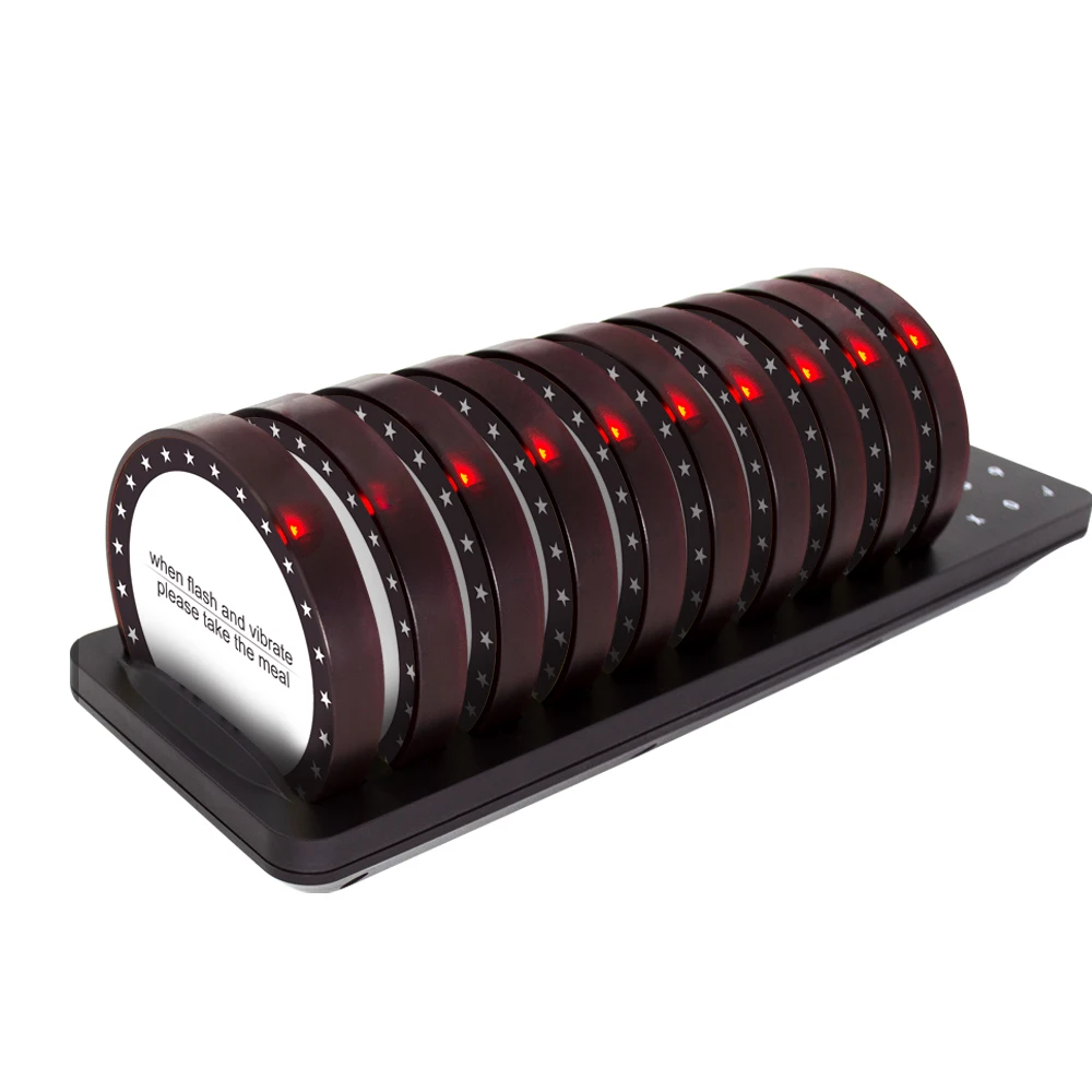 CATEL Free Logo Printing Wireless Paging System Coaster Pager Calling  Waiter Table Buzzer for Restaurant, Cafe