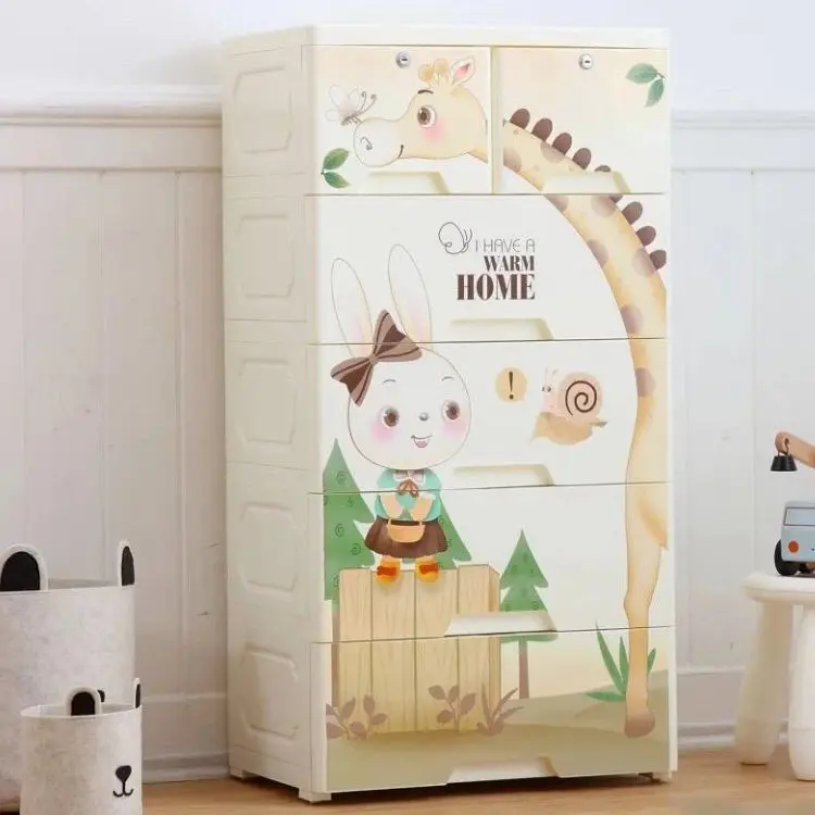 Мультяшный пластиковый детский ящик, шкаф для хранения, пластиковый шкаф для одежды