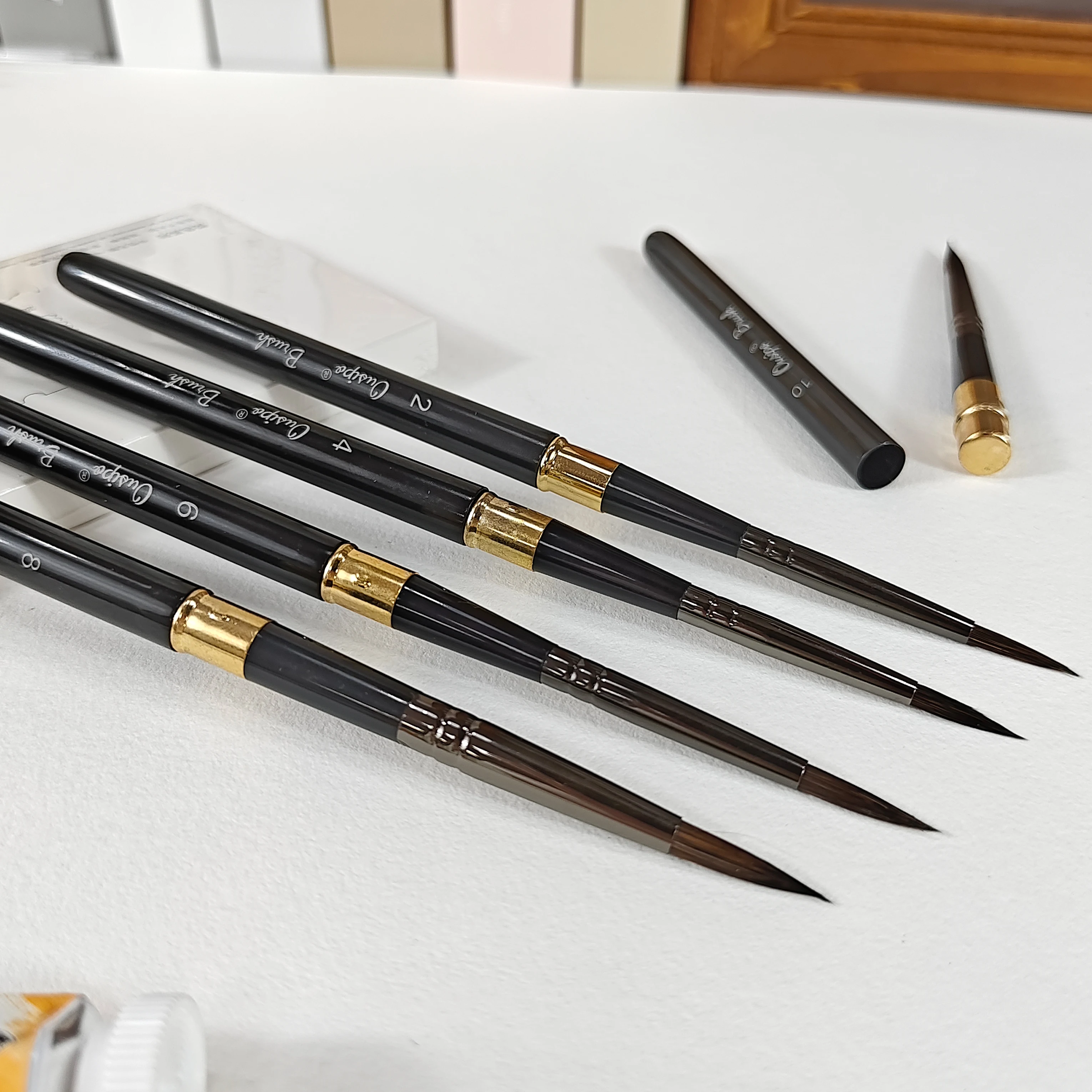 OEM Customized gray squirrel Artist Paint Brush with Detachable Aluminum Handle for professional  Watercolor painting