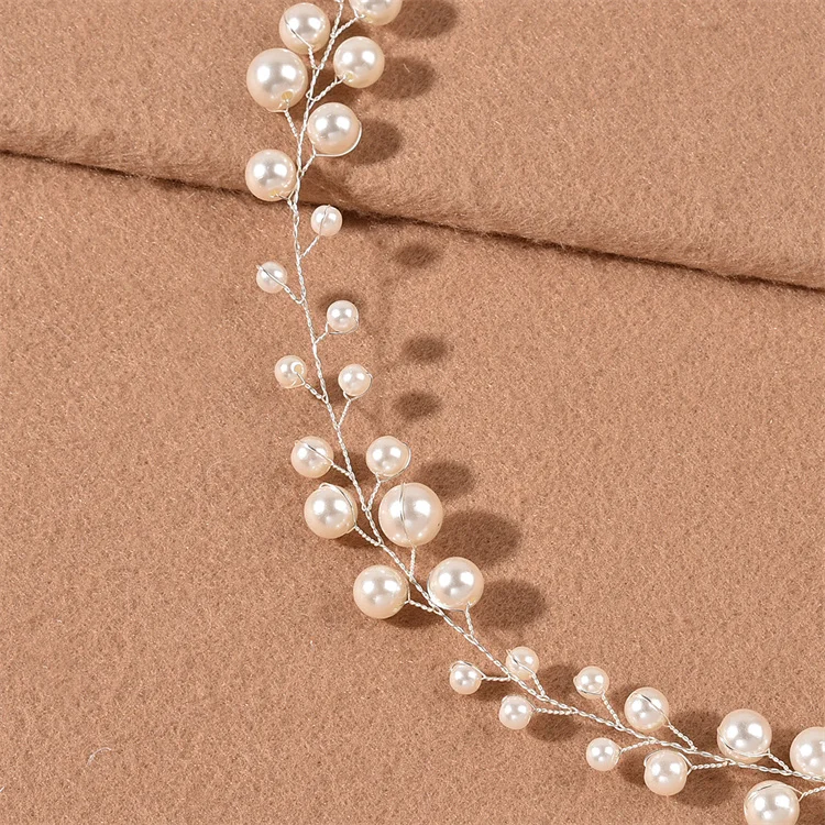 Лидер продаж Регулируемый жемчуг платья для вечеринок; Свадебный венок; Украшение для волос невесты; Ободок для волос в виде короны гирлянда повязка на голову для девочек