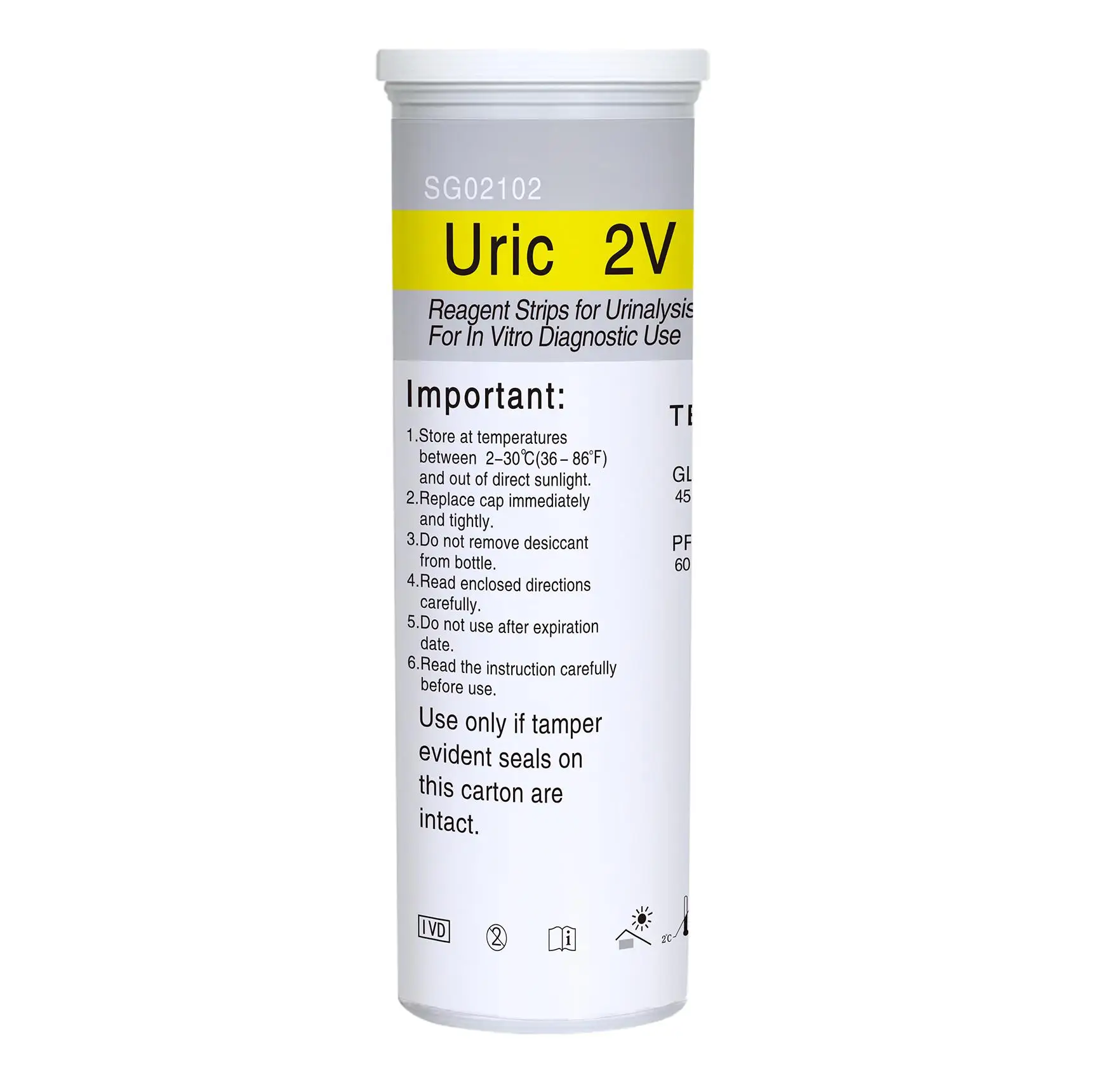 Uric-2V Urine Test Strip Urine Reagent Strips For Glucose protein