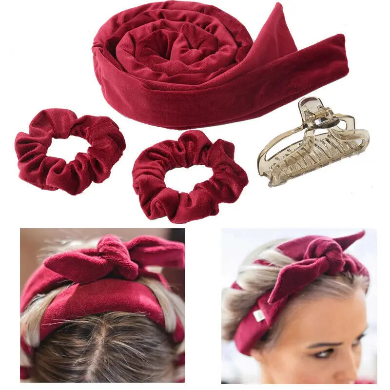Factory OEM Satin Heatless Curler Rod Scrunchies Hair Roller Curling Headband For Long Hair Women