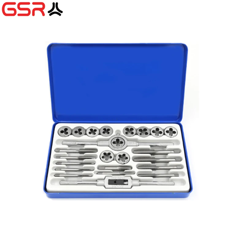 HSS/ALLOY Steel Tap and Die Set M3~M12 Hand Tap & Round Die & Tap Wrench Tapping Tools