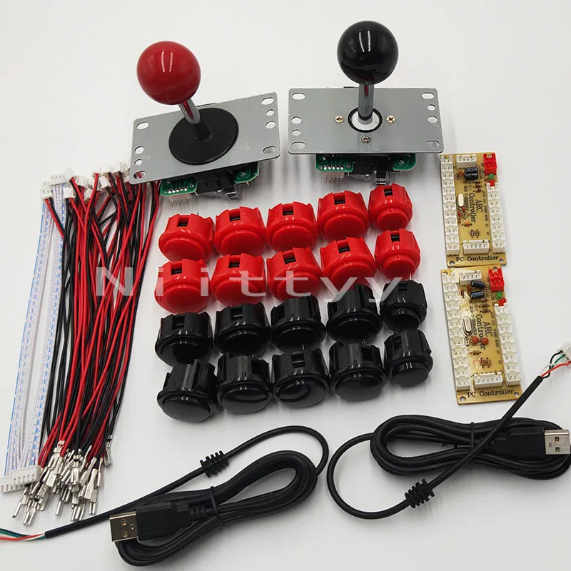 2 игрока копия SANWA Аркада DIY Kit Нулевая задержка USB Настольная игра контроллер Джойстик кодировщик к ПК Raspberry Pi BSF 30 кнопок