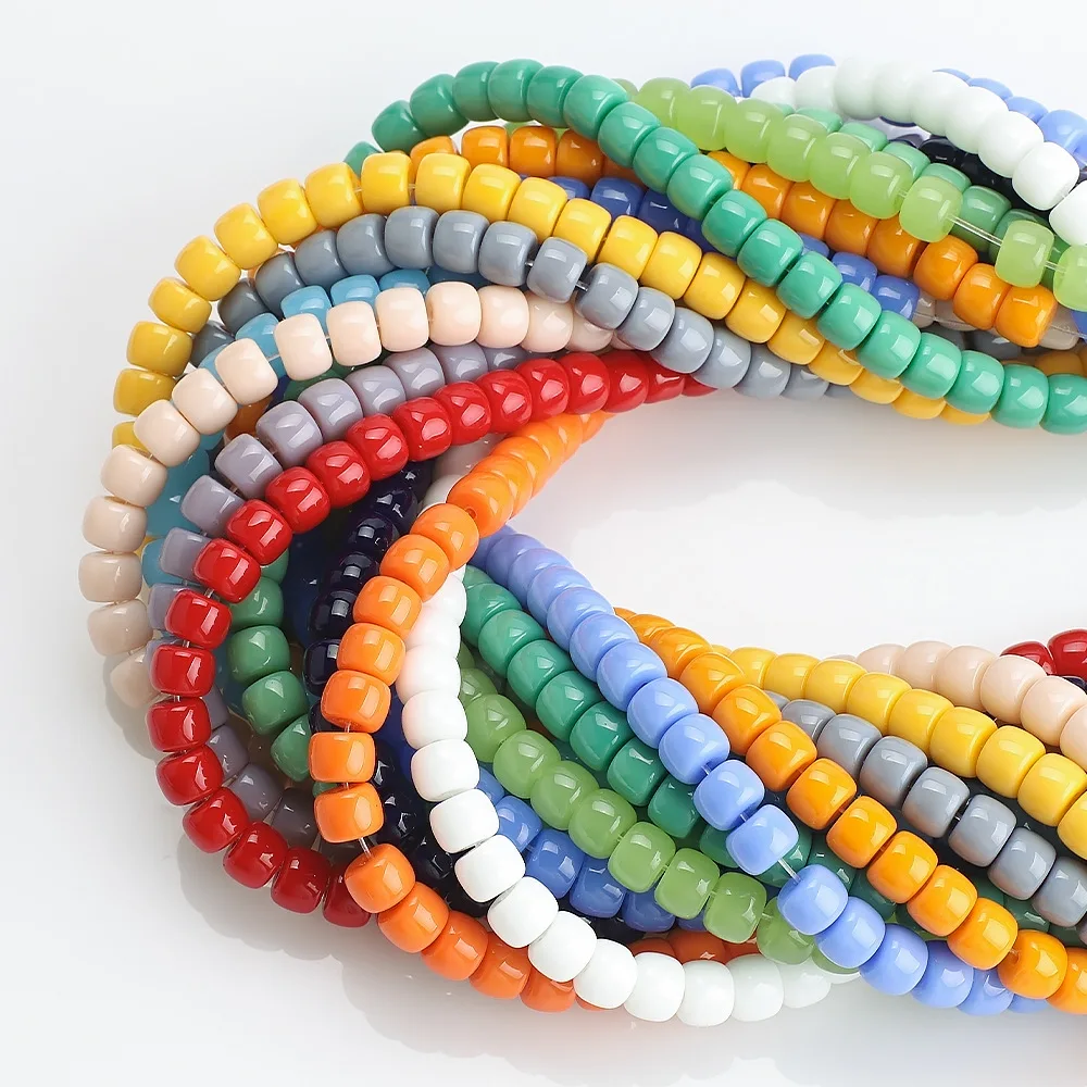 8x6mm Coloful Glass Crystal Beads Cylindrical Loose Spacer Beads For Jewelry Making Supplies DIY Charms Bracelet Necklace 15'