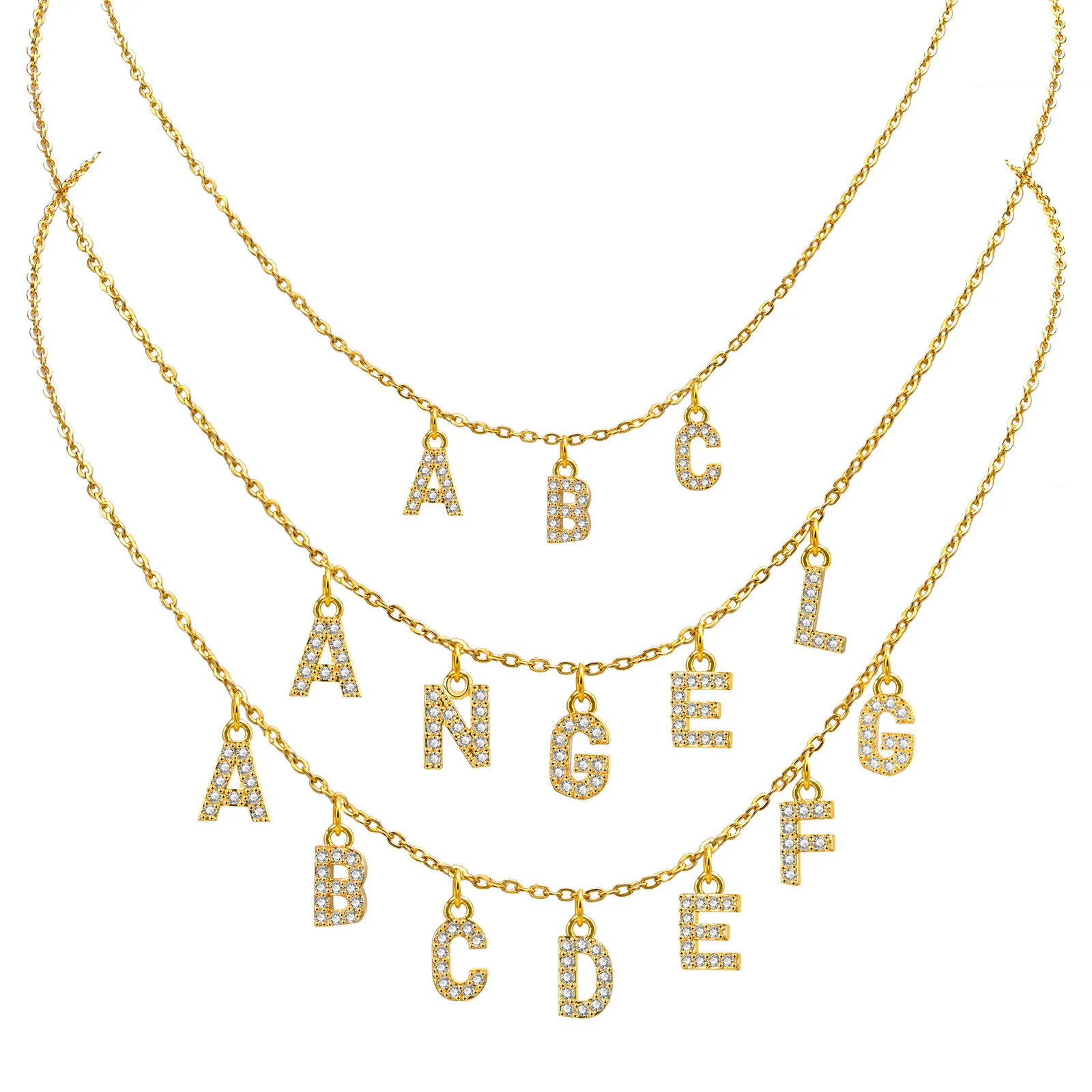 Initial Name Necklaces Personalized Dainty Custom Letter Name Necklace with Shiny Zircon Necklace for Women