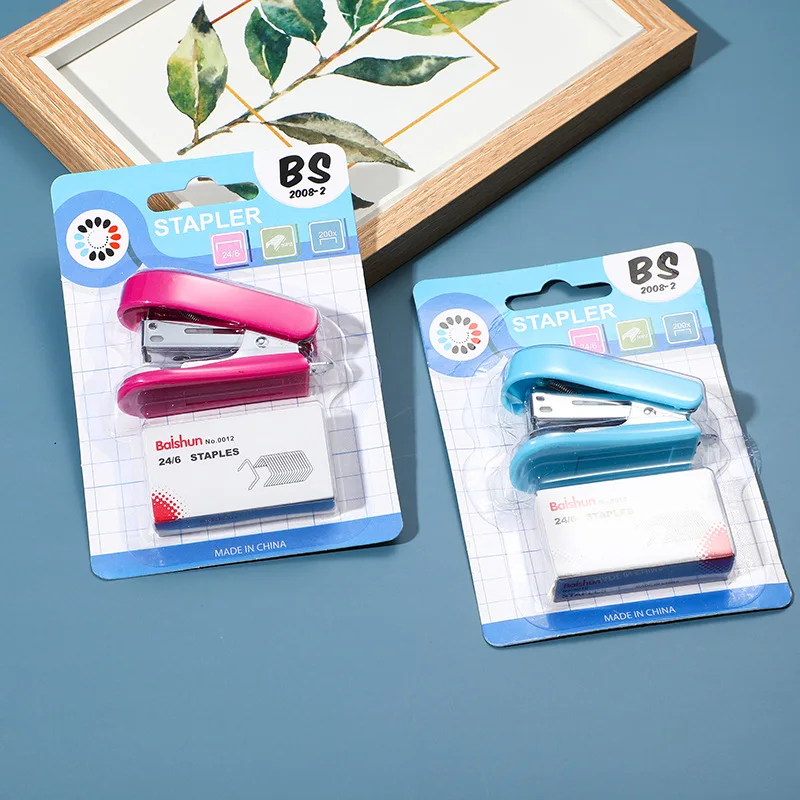 Factory unique custom logo mini office stapler manual mini paper stapler for school