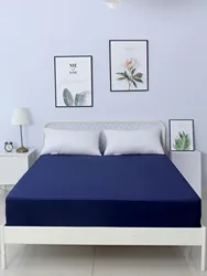 dark blue color waterproof bed sheet mattress cover protectors polyester knit