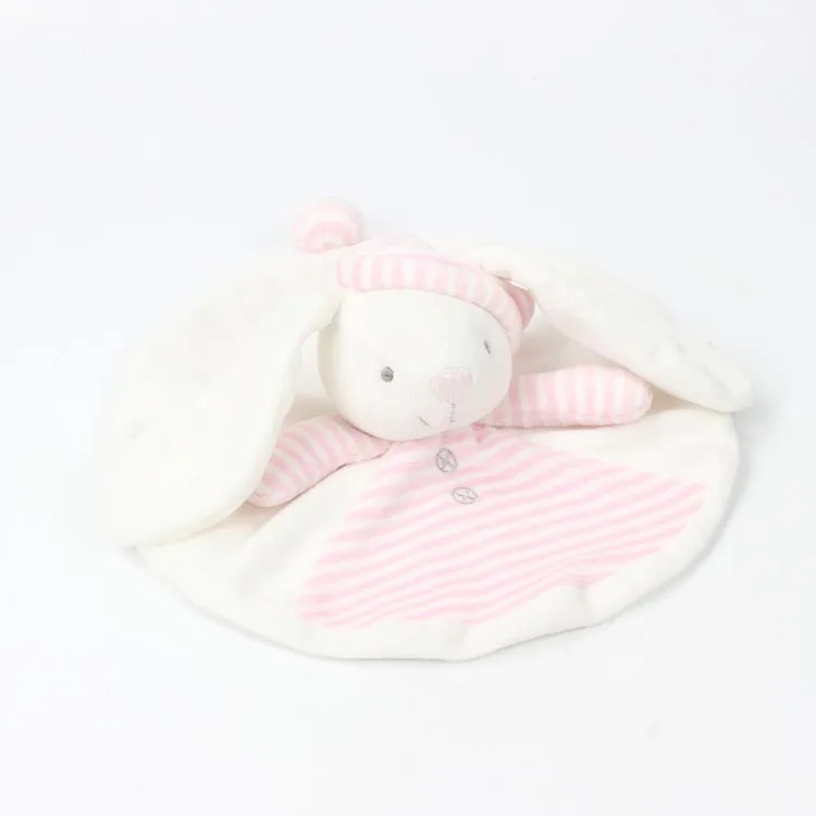 2021newest High quality lovely rabbit baby blanket plush animal head security baby blanket