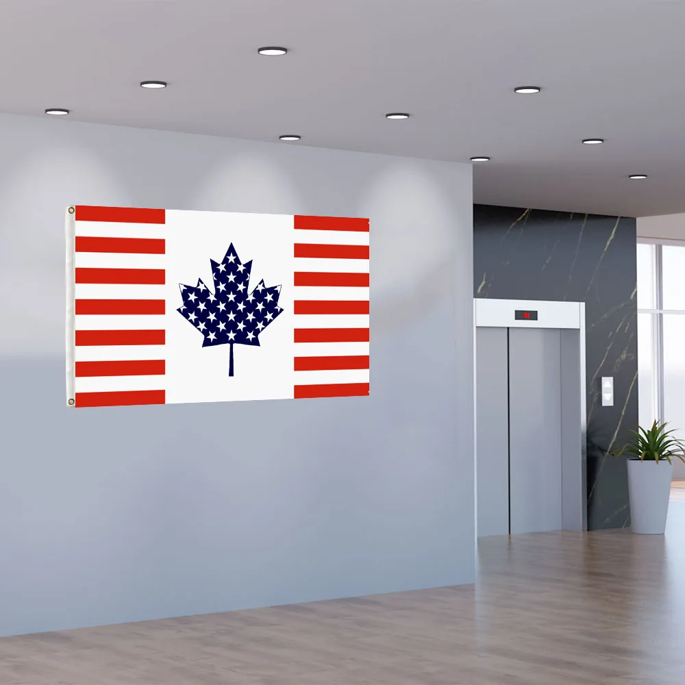 
High quality Durable polyester double side print USA CANADA Maple flags 