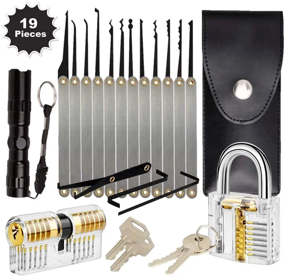 
2020 lock pick set security training unlocking locksmith supplies with transparent practice padlock 