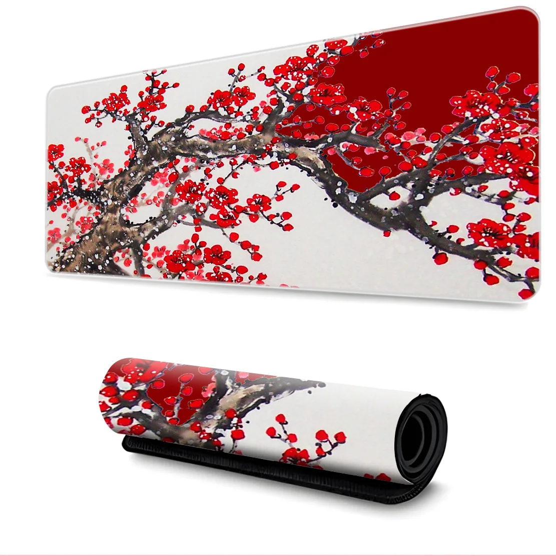 Ink Painting Large Mouse Pad Office Game Computer Keyboard Desk Pad Silica Gel Heat Transfer Fabric Surface Rubber Mouse Pad