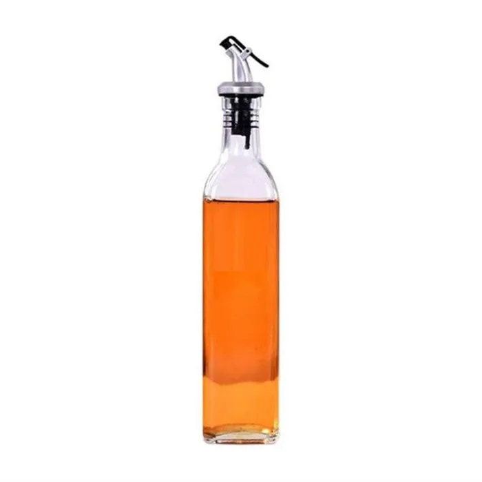 Glass oil dispenser/spice holder Stainless Steel Nozzle Glass Oil Bottle / Vinegar Cruet