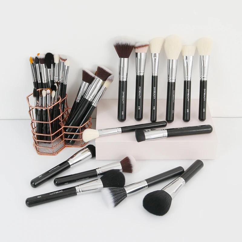 flat angled animal hair makeup brush powder popular make up brush sets beauty professional 42pcs black makeup brush set cosmetic