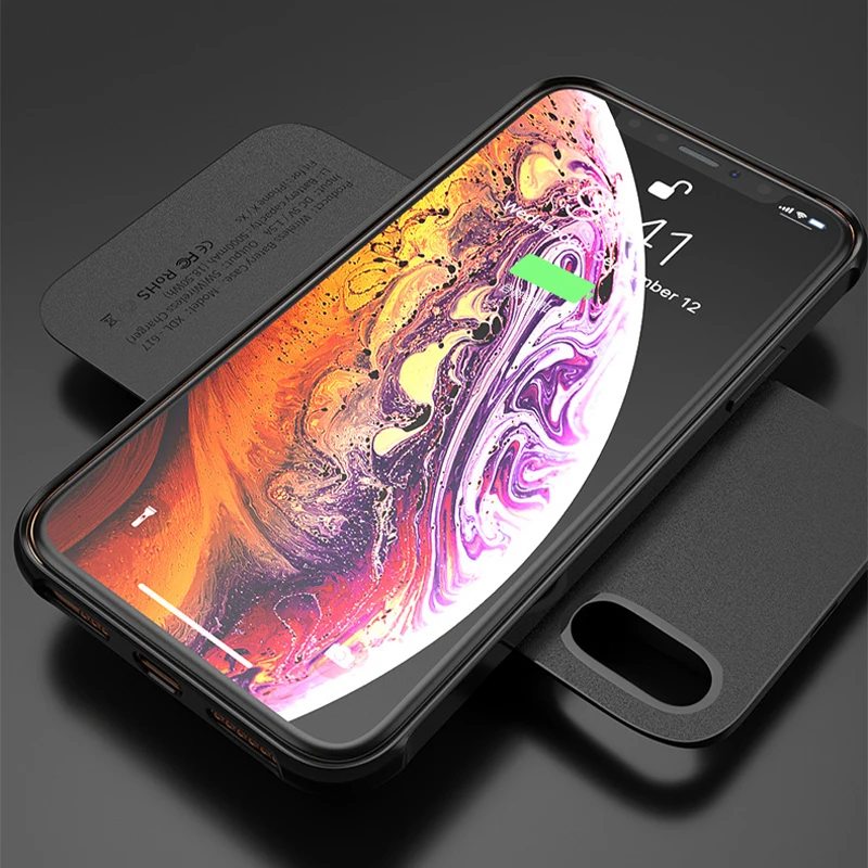 Горячая распродажа! Портативное беспроводное зарядное устройство power bank с ЖК-дисплеем 5500 мАч задняя крышка смарт-чехол-зарядка для iPhone x xs max xr
