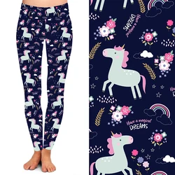 Kids Floral Unicorn Leggings Printed Leggings Double side brushed buttery soft mommy and me leggings