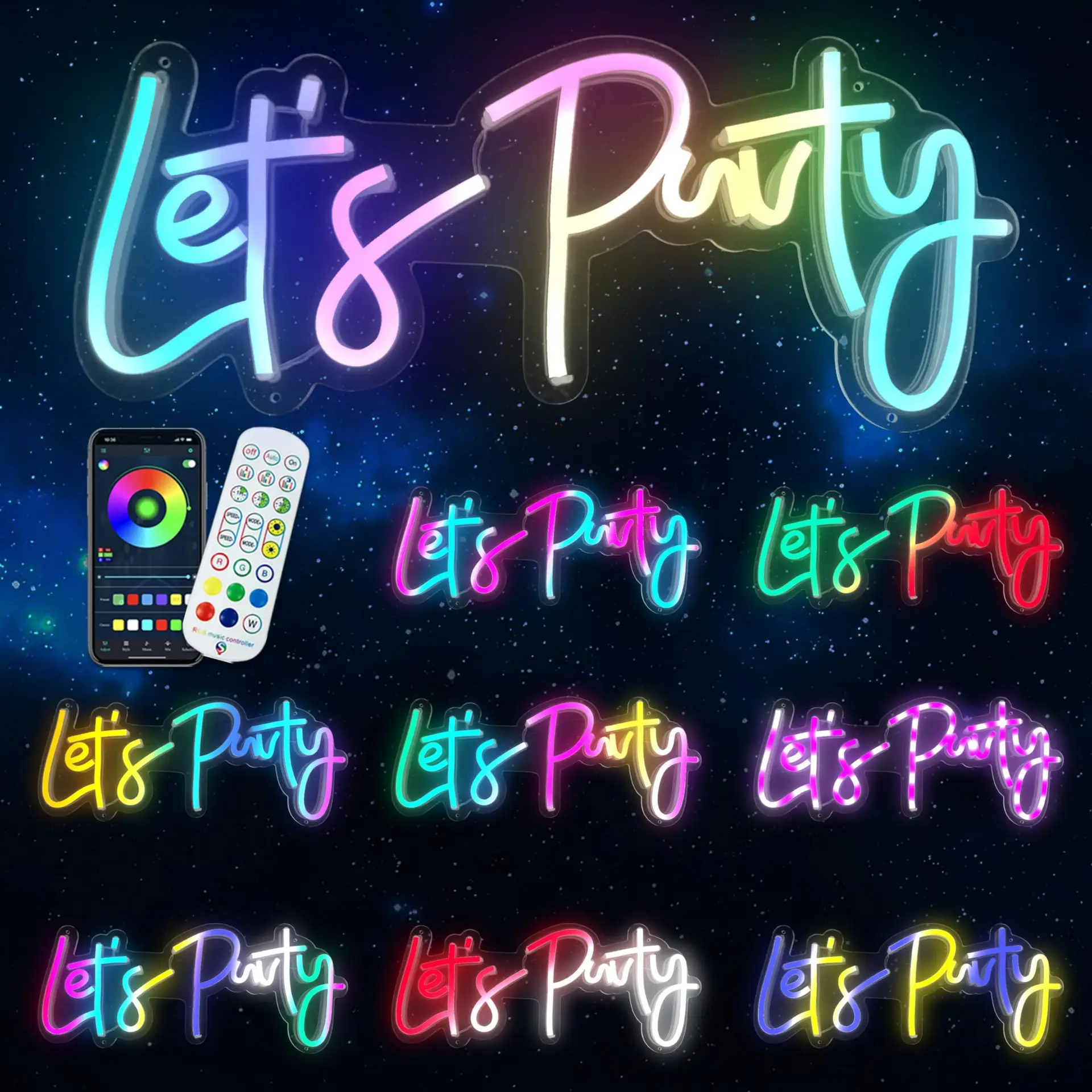 Happy Birthday Neon Full Colour RGB Color Changing Running Horse