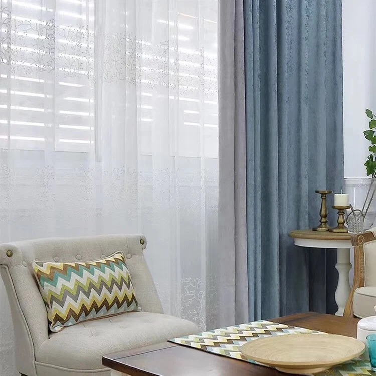 Hot Sale Flame Retardant Plain Double Face Chenille Curtain Fabrics for Living room and Hotel Drapery