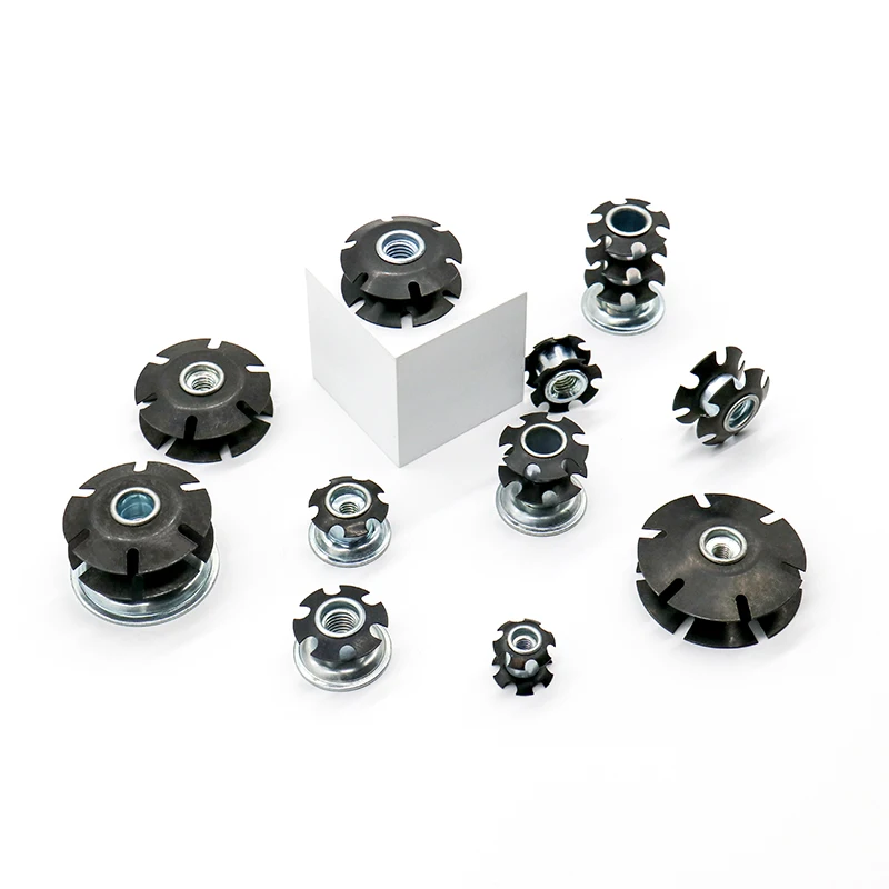 M6 M8 Crown Insert Round Star Tube Nut Layered Spring Threaded Fitting Nut for Shelves Display Racks