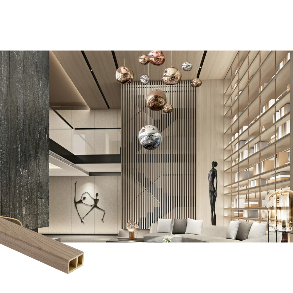 Super Quality Marble Surface Square Tube Wpc Coextrution 40*25 indoor Timber