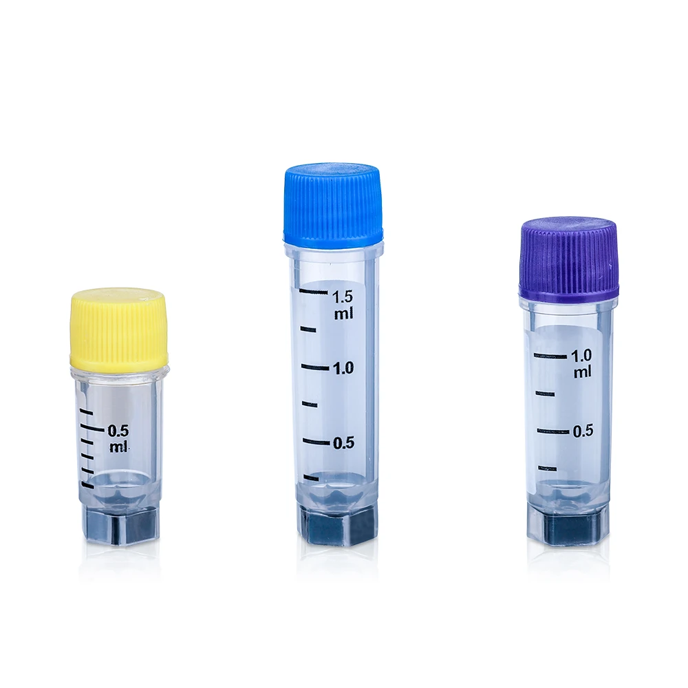 Plastic 0.5ml 1ml 1.5ml cryo vials cryovial tube with QR code and graduation