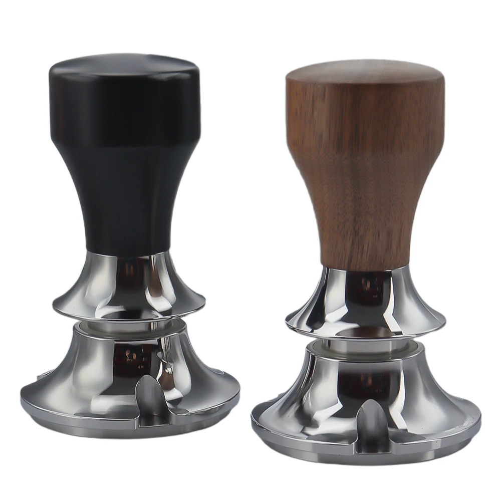304 Stainless steel Espresso Coffee Press Tamper Wooden Handle Constant Pressure Spring Coffee Tamper