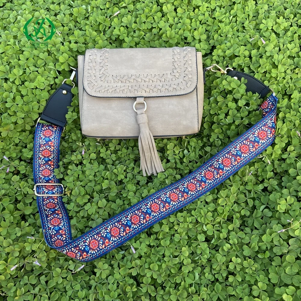 Monogrammed Whipstitch Flapover Crossbody Bag Rainbow Sunflower Belt Strap Tassel Purse