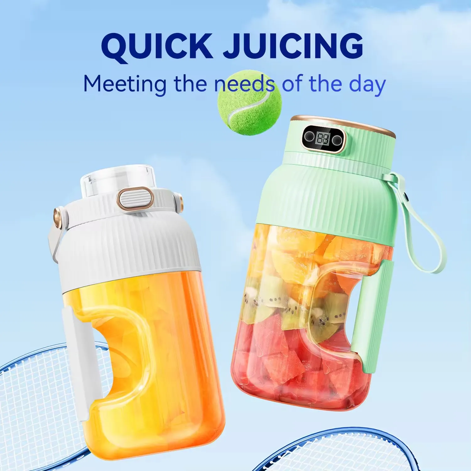 Electric Juice Cup 1.5L Large Capacity USB Type-C Sports Fruit Mixer Blender Portable Milkshake Smoothie Juicer Blender