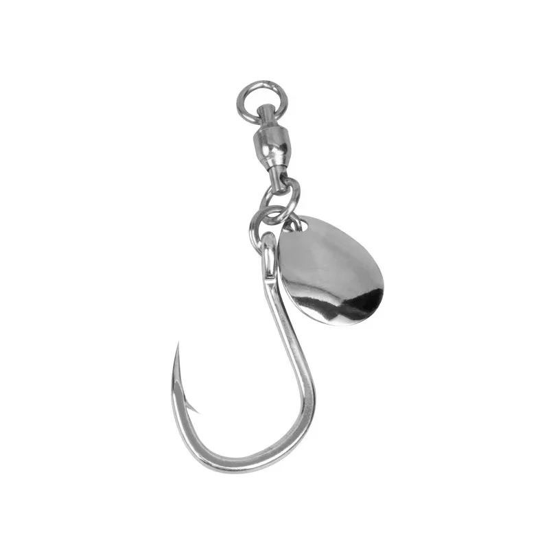 NEWRGY High Speed Metal Circle Hooks Rotatable Sequined Jigging Hooks with Spoon Spinner Assist Hook