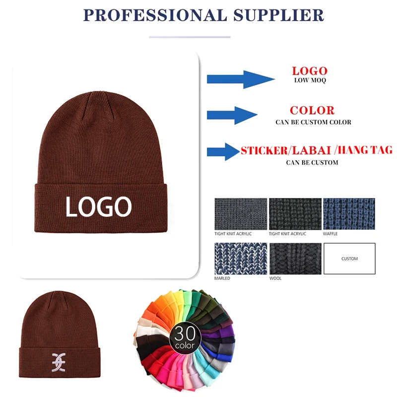 Wholesale Cuff Baby Hats Blank Plain Beanie Cap Custom Recycled RPET Material Children Baby Knitted Winter Hats for Kids