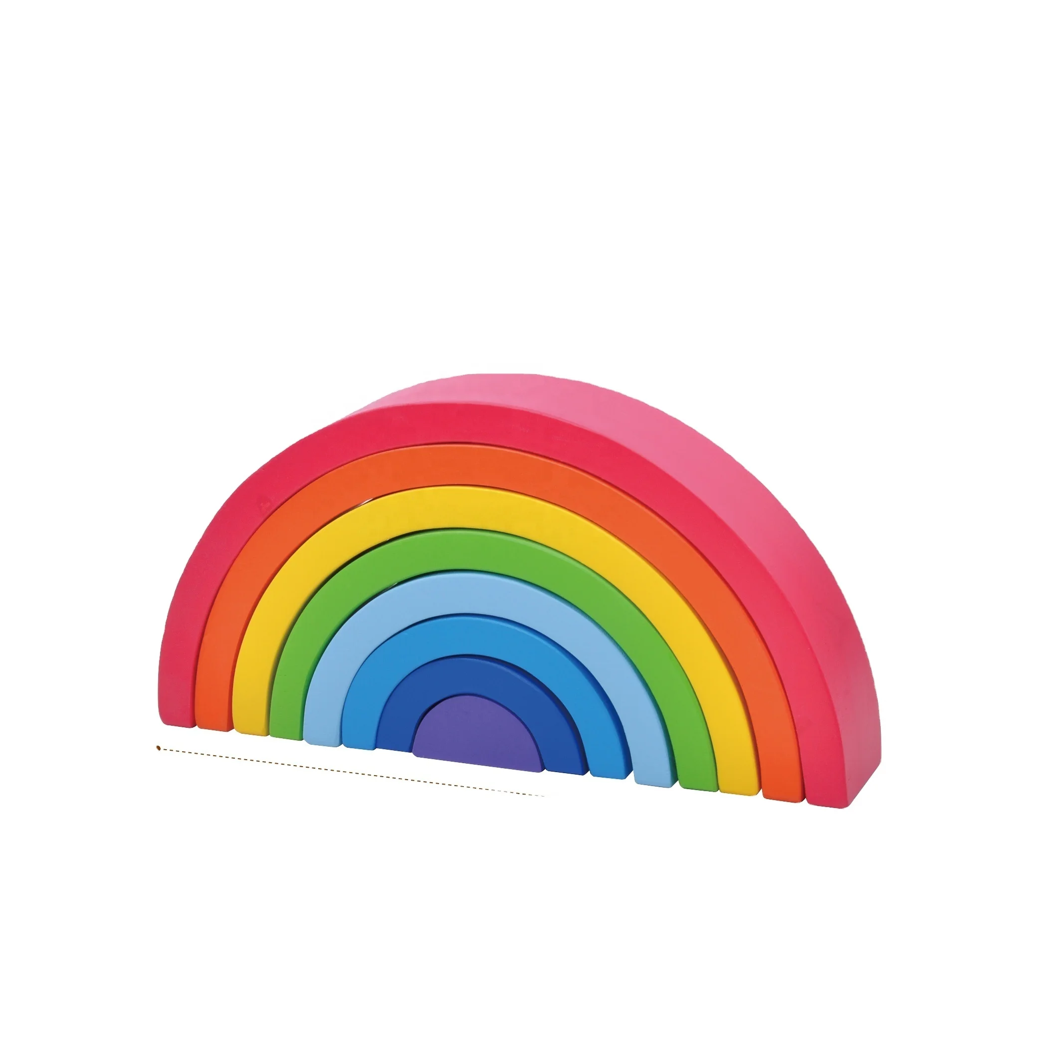 8 Pcs Kids Wooden Natural Building Blocks Montessori Educational Learning Stacker Wooden rainbow Toys