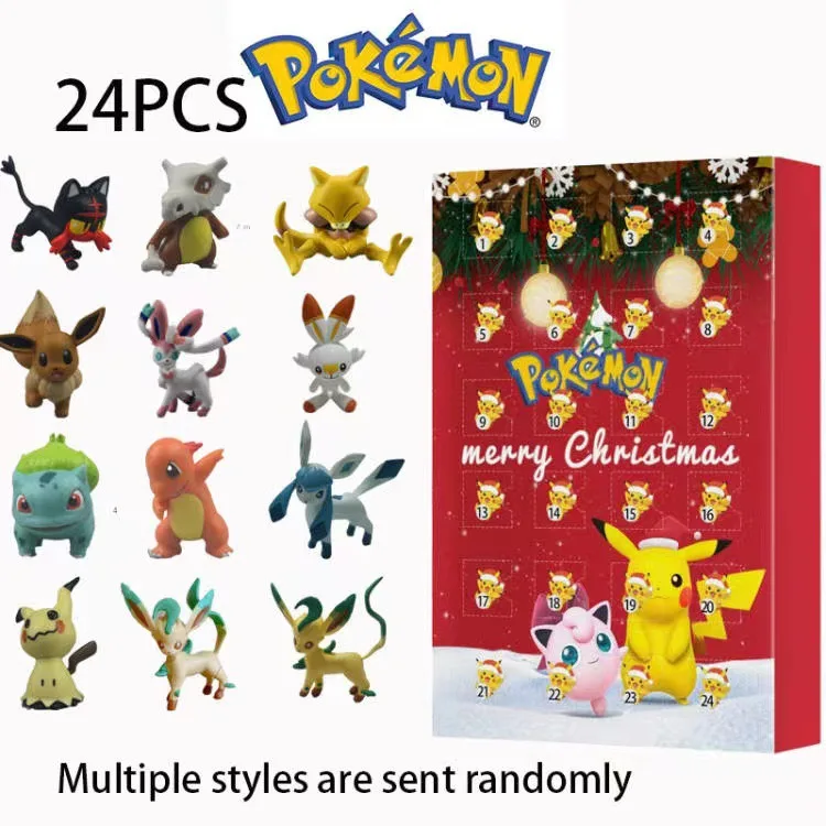 2024 Temu Best selling PokemonE Pet Elf Christmas Blind Box Pokemon Pokemon Christmas Advent Calendar Box 24pcs