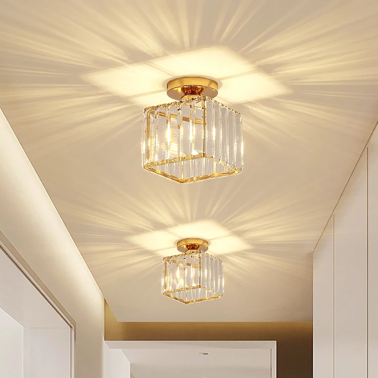 Nordic Crystal Led Ceiling Lights Crystal Lampshade Round Square Lamp Designs Wall Aisle Corridor Living Room Pendant