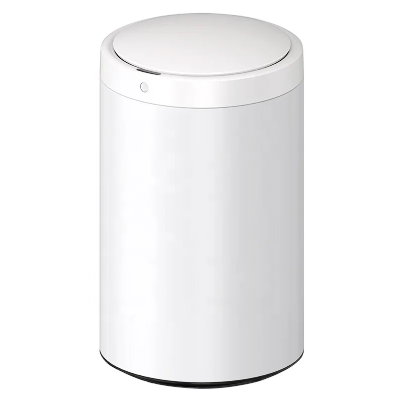 30L Induction Sensor Trash Can, Large Capacity Round Stainless Steel Bin with Kick Switch for Home Use