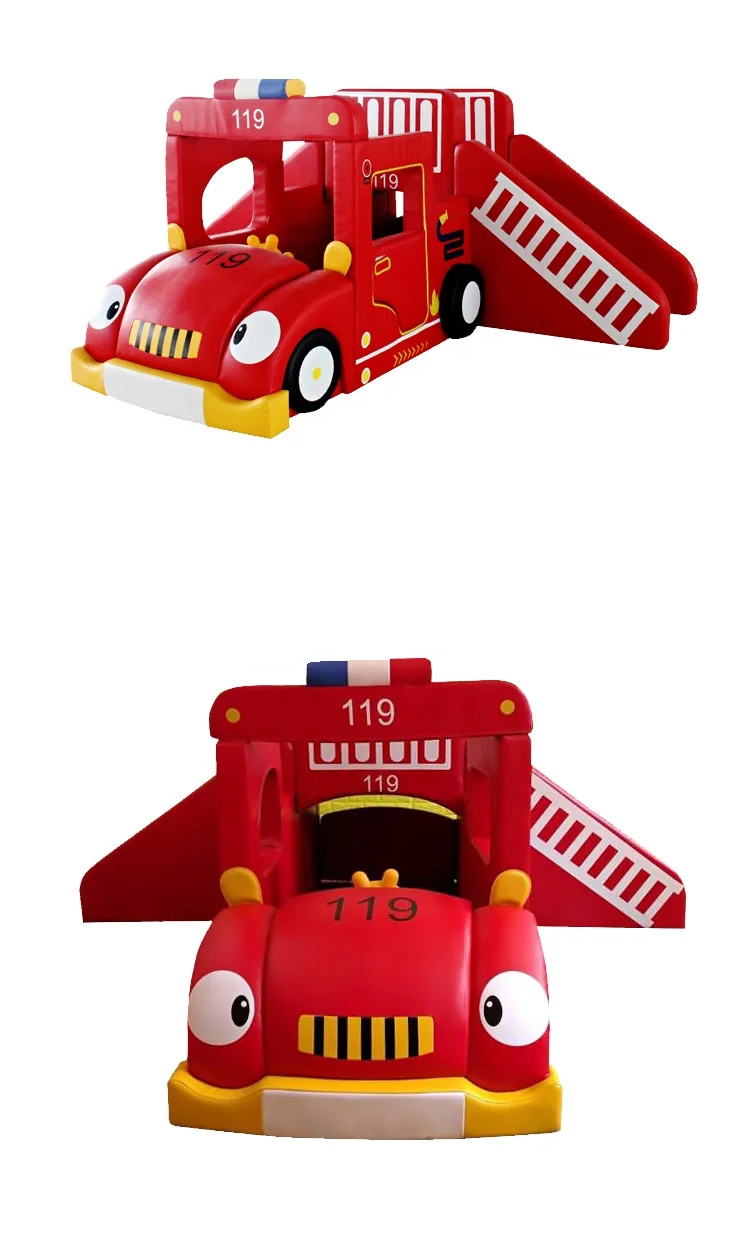 Top quality factory direct wholesale preschool children indoor climbing equipment fire truck shape soft indoor playground