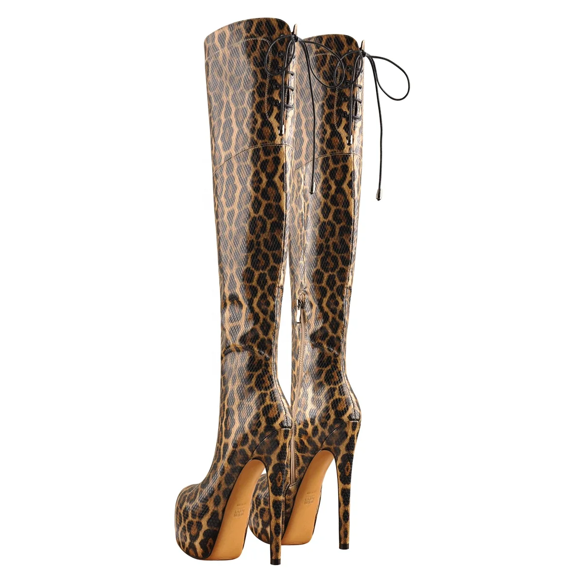 High heel platform safety woman boot of leather material in fall season 2020