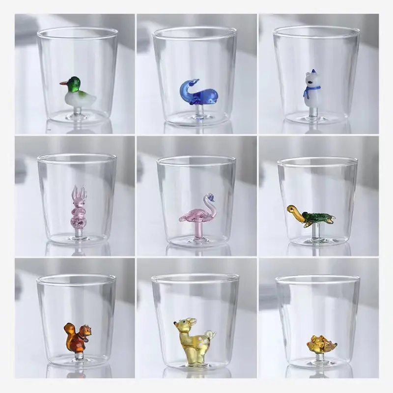 3D cartoon design cute tumbler simple household glass fruit juice tumbler high borosilicate glass tumbler