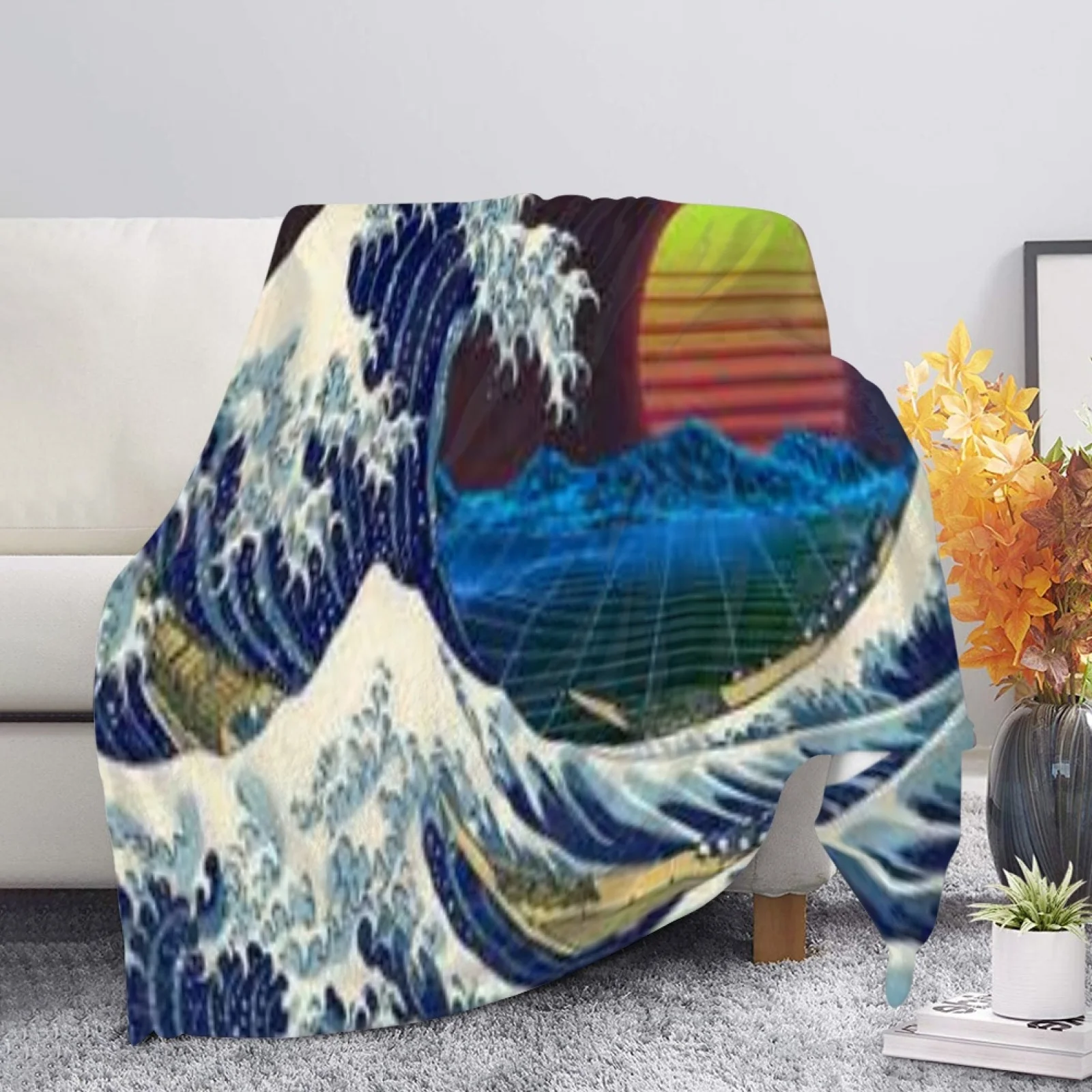 Custom Unique Blankets Soft The Comfy Mexican Wolf Starry Night Van Gogh Coral Fleece Blankets Animal Picture Blanket