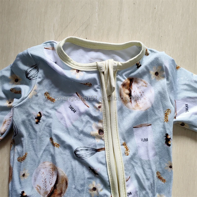 Wholesale Girl Spring Rompers Bamboo Zipper Cute Cartoon Pajamas For Kids Print Long Sleeve Beautiful Baby Bodysuit
