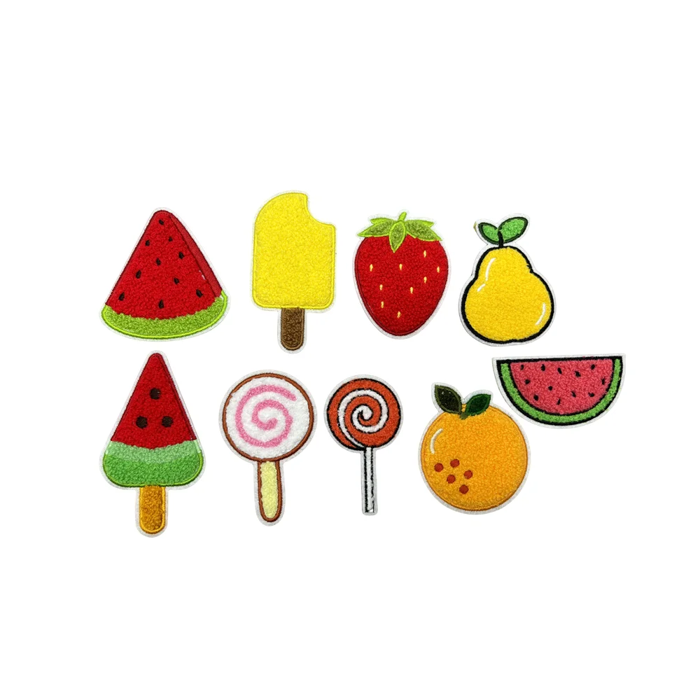 Factory Custom Halloween Holiday Patch Cute Fruit and Anime Cartoon Chenille Iron on Embroidery Patches for Clothing