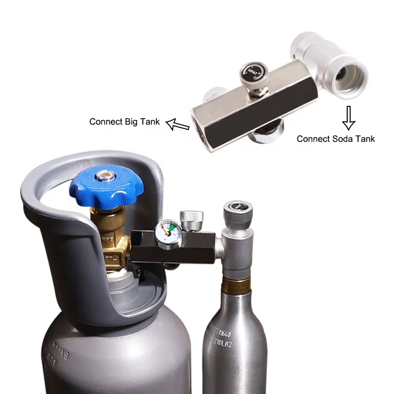 New W21.8-14 CGA320 Thread Connect Big Tank to Small Soda Cylinder Fill Gas Refill Adapter Connector for Filling Soda Tank