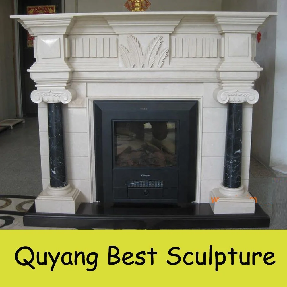 Customized Victorian White Carrara Marble Fireplace Mental with Flower Carving Home Decoration Sculpture
