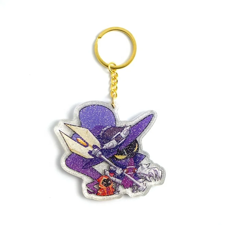 Westar Supplier Two Side Printed Your Own Custom Charm Japan Anime Acrylic Keychain With Glitter Hologram