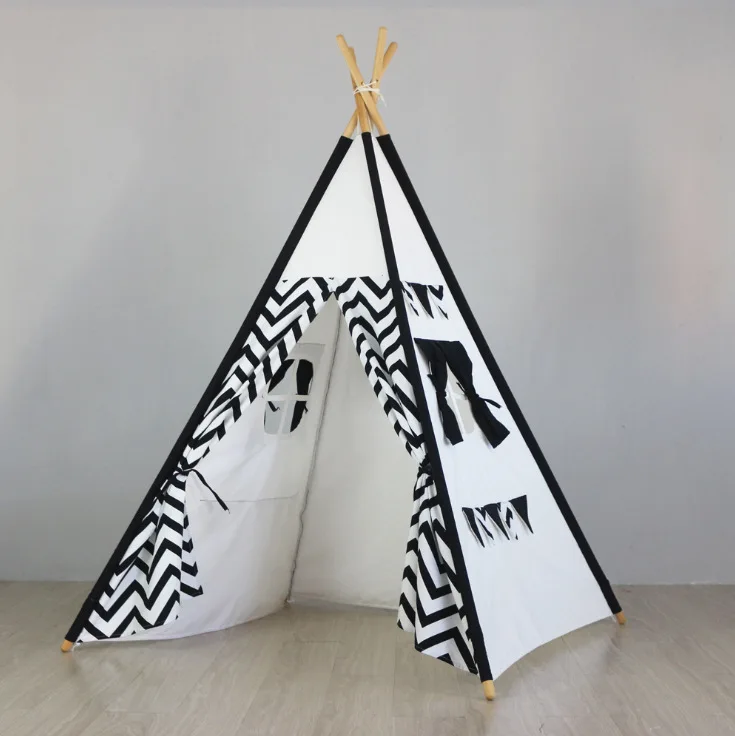 custom ASWEETS Canvas Black and white texture Teepee tent for Kids house Factory wholesale indoor Tent for Children