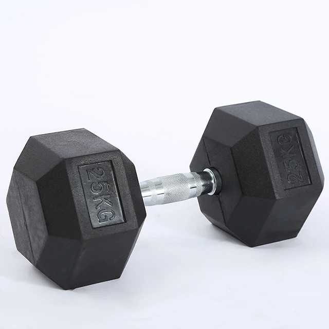 
Fixed Black Rubber Coated Hex Dumbbell 