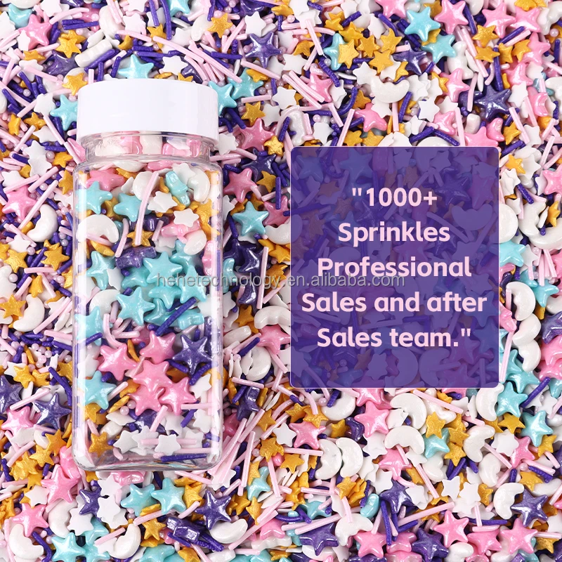 Edible Gold Star Moon Shape Ramadan Decorations Bakery Supplies Sprinkles Comestibles Eid Mubarak Cake Sprinkles for Eid Al-fitr