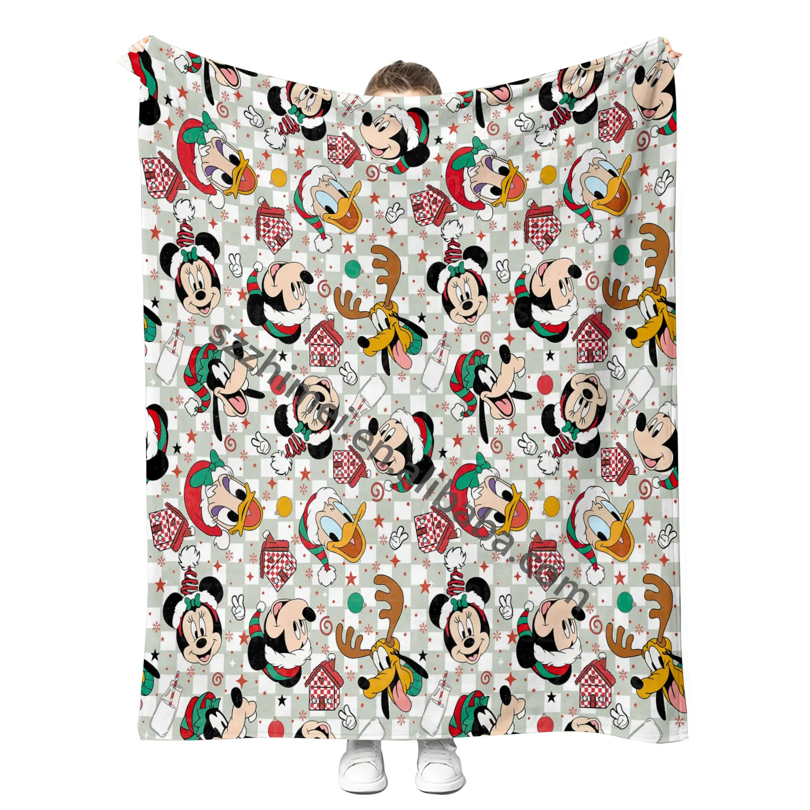 No Moq Free Custom Labels Prints Mickyed Mouses Throw Blanket Soft Plush Christmas Halloween Gifts Fleeced Blankets