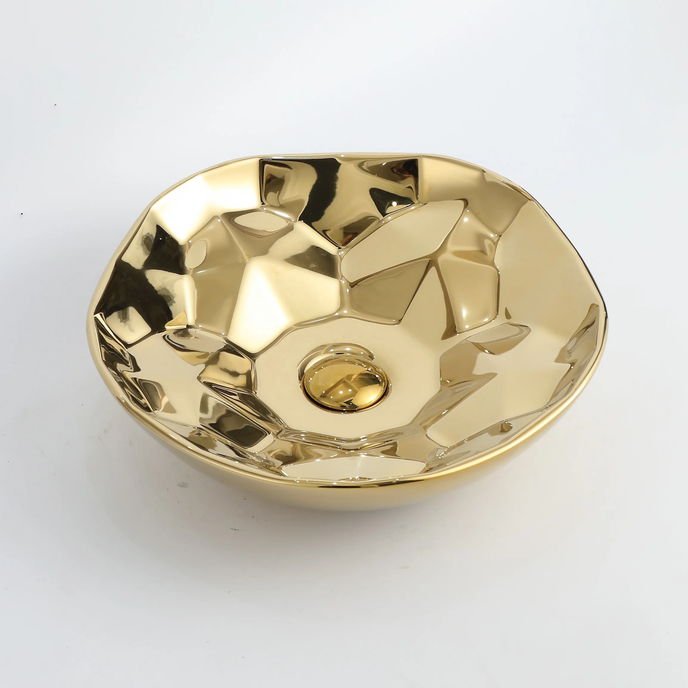 Новая Элегантная раковина для ванной комнаты керамическая золотая Гальваническая Золотая раковина