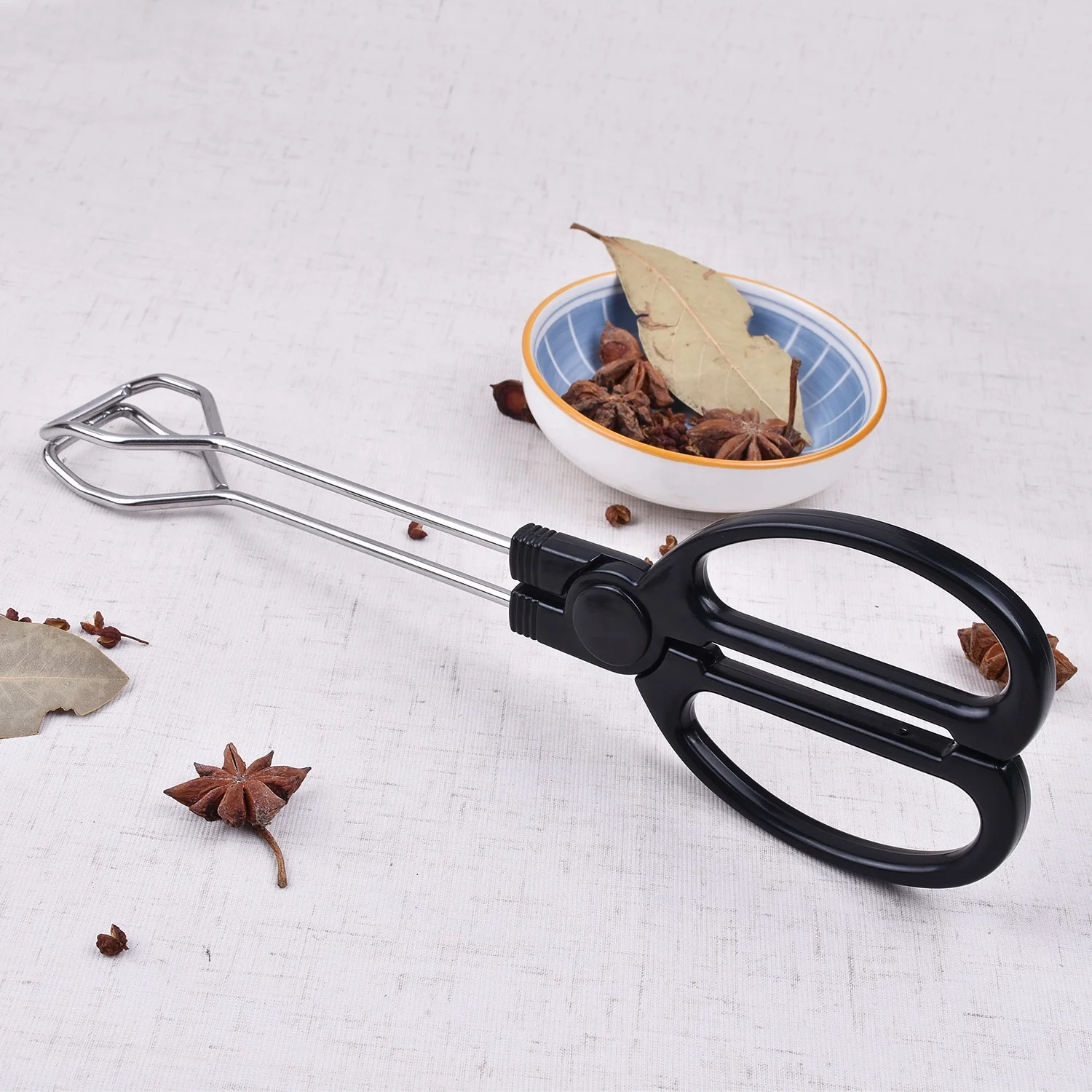 Stainless Steel Kitchen Barbecue Scissor Tong Cooking Baking Bread Food Tongs