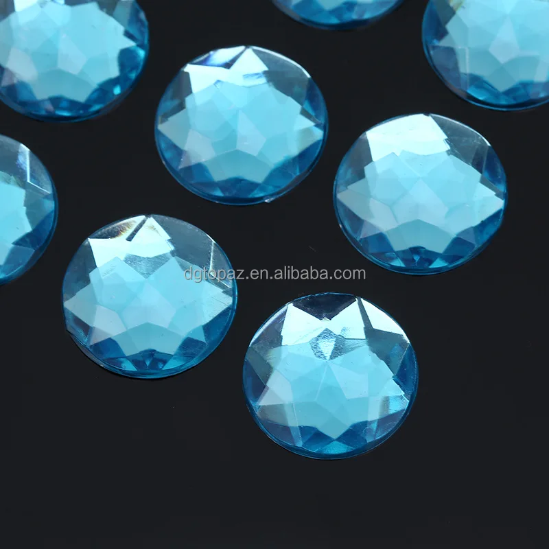 Free Sample Gems 20mm round Acrylic Flatback Rhinestones Round Strass Chaton Stones for Jewelry Making